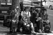 Queen Street Auckland city, black and white photo by Mike Wheelton